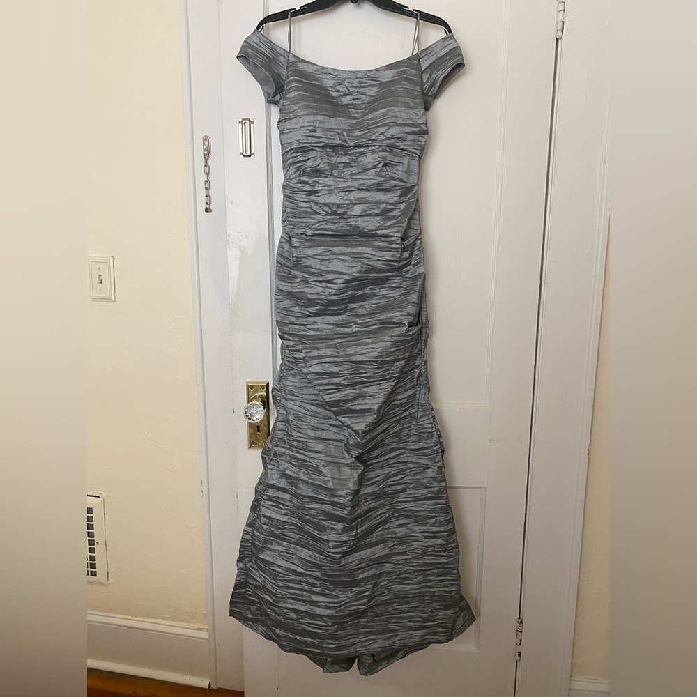 Elegant Gray Off-Shoulder Dress